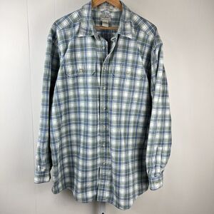 L.L. Bean Green and Blue Plaid Casual Button Down Shirt
